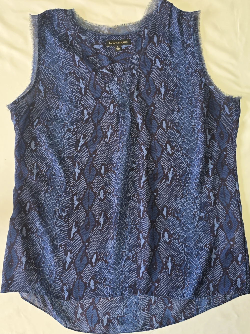 Banana Republic Navy Blue Sleeveless Snake-Print Shell